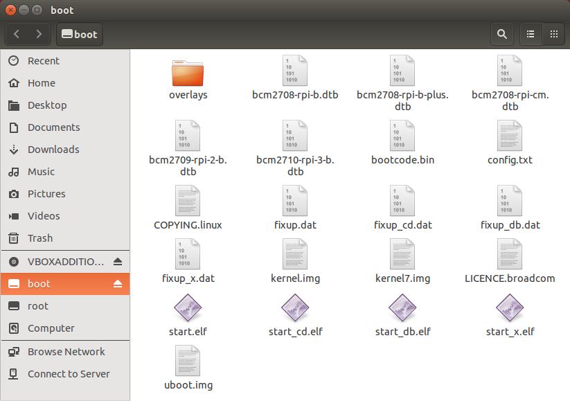 Copy all files in the boot directory to the 1 st partition of the SD card.