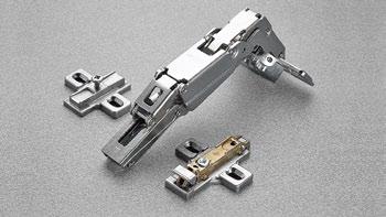 Push - Series 200 hinges - For thicker doors - 155 opening For thick doors up to 35 mm. Hinge with greater opening angle and reduced operating profile. 11 mm deep die-cast cup. 155 opening. Possible drilling distance on the door (K): from 3 to 9 mm.