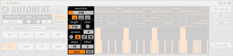 4.2.1.Integration with Drum Rack AutoBeat works great with any live instrument or third party plugin: it can work with synthesizers or sampler but it has been designer for beat oriented instruments.