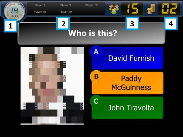 Advancing questions in the quiz can be done by pressing the spacebar on your keyboard or by using the OK button on the Quizmaster remote.