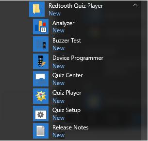 The Windows start menu will have a section Redtooth Quiz Player.