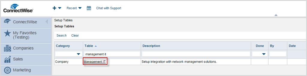 ConnectWise Manage Support The Management IT setup