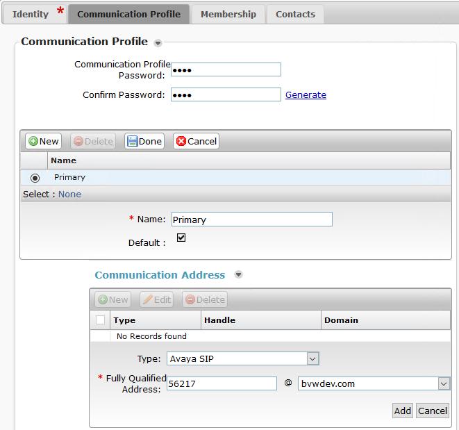 Under the Communication Profile tab, enter a suitable Communication Profile Password. Note that this password is required when configuring the WFC Voice Client in Section 7.