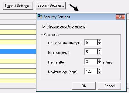 Setting the IGAM Preferences 4 The Security Settings button next to the Timeout Settings button allows you to enable the new higher security features available in IGAM 5.