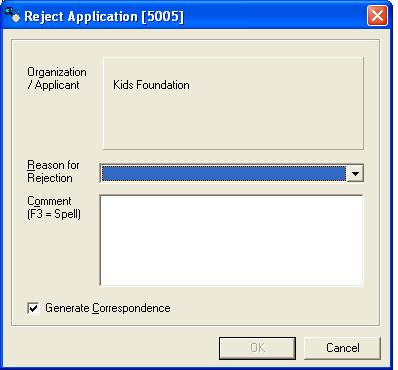 Processing Application Decisions 9 To reject an application or a batch of applications: 1 In the Pending folder, highlight the application or applications you want to reject and choose Action Reject