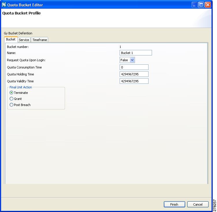 Gy Support Configuration Chapter 4 Step 3 Configure the bucket.