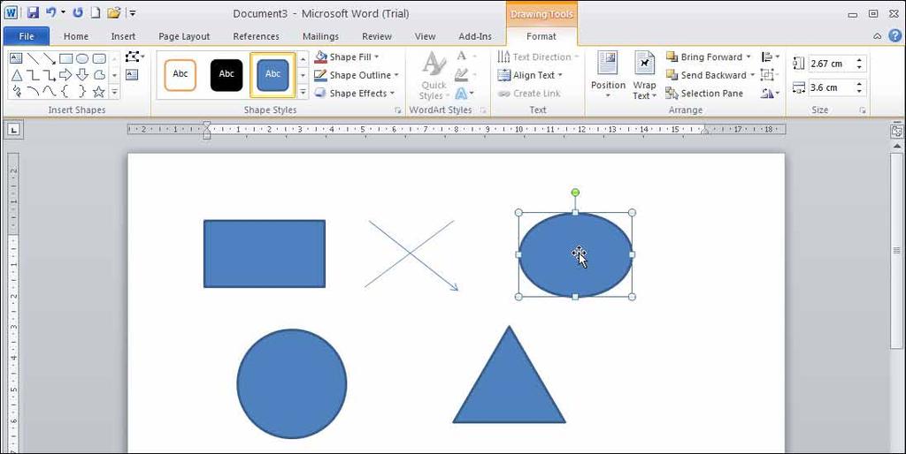 Learning Microsoft Word 20 2 Click the mouse button with the pointer over an OBJECT to receive its handles. NOTE: If an object is filled you can click on the centre of the object to select it.