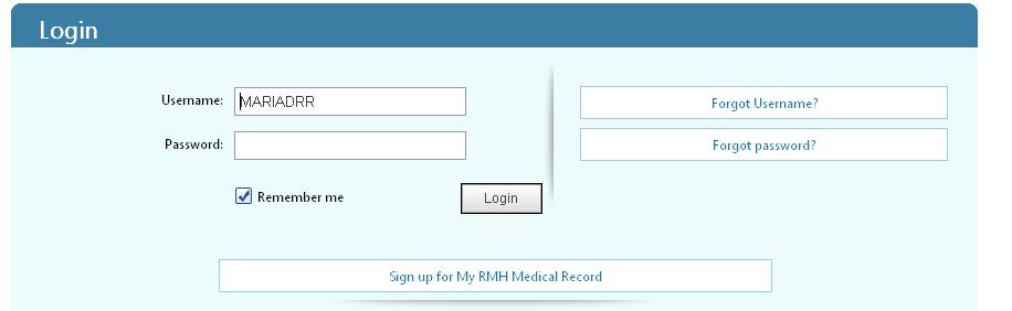 If the Share recipient does not have an account, they may sign up for My RMH Medical Record.