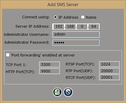 4. Type the IP address and port number of the server software.