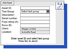 5 Adding assets to memory Assets can be saved to memory after they are tested, as above, or before any testing starts. 5.1 Copying the previously added asset using the Asset COPY HOTKEY. 5.2 Alternatively: Asset data can be loaded from PowerSuite via a USB stick 5.