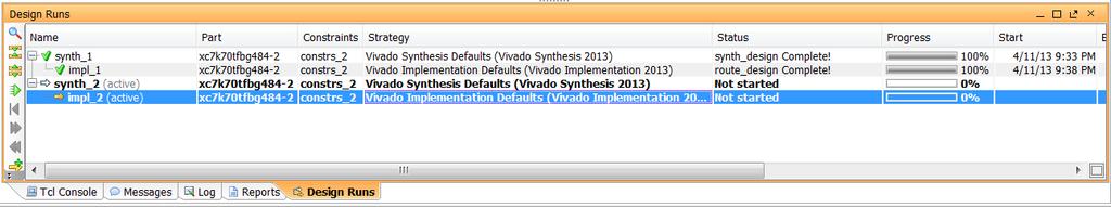 Step 3: Create a New Synthesis and Implementation Run 6. In the Create New Runs Summary window, shown in the figure below, click Finish to create the new synthesis and implementation runs.
