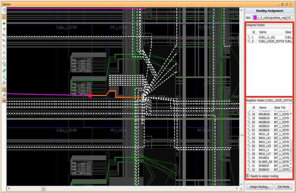 Step 2: Compiling the Reference Design Figure 57: Device View Showing Assigned Nodes and Neighbor Nodes 5.