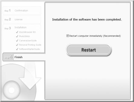 Net Framework displays. 8 When the installation is over, select [Restart computer immediately (Recommended)] and click [Restart].
