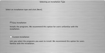 35 Using the Software on the Macintosh Platform Preparations 5 Select [Easy Installation]