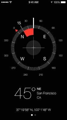 Compass 30 Compass at a glance Find a direction, see your latitude and longitude, find level, or match a slope. Tap anywhere to lock the heading.