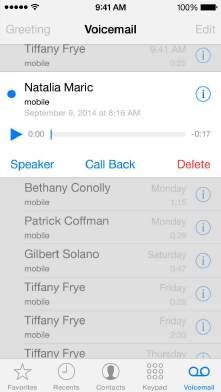 Listen to a voicemail message. Tap Voicemail, then tap a message. To listen again, select the message and tap.