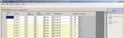 software suite which allows modification of the IEC60870-5-103, DNP 3.