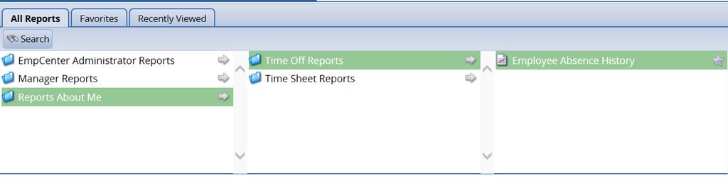 Do one of the following: Select a report category to display the respective reports, or... Search for the report. a. Enter the name or part of the name of the report in the Search field.