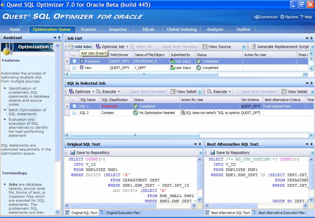 Add Jobs to get started SQL Optimizer 7 Batch Optimization of: SQL in Source