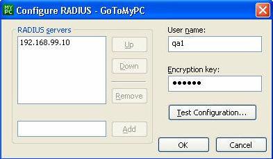 Add the IP address of the SecurEnvoy Security server. Enter the username of the PC user; enter the pre-shared key for the radius communication.