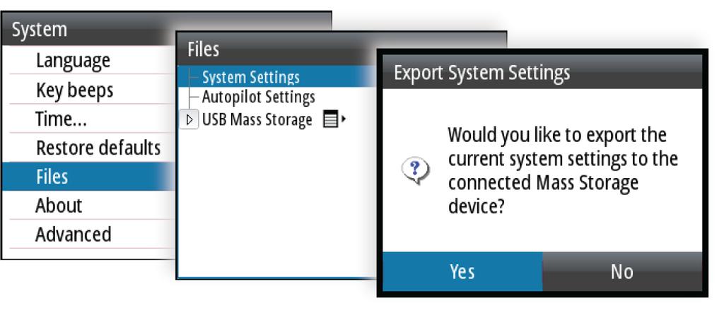 The unit will automatically select import or export option depending on the file type selected. USB Software update The A2004 includes a USB port of the back of the units.