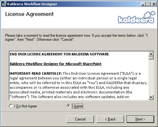5. The License Agreement page opens. Read the agreement carefully.