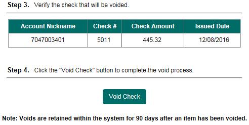 Click Void Check to complete the process. D.