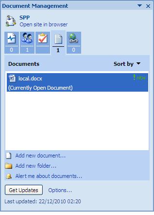 Manage a document Add content to the Document Workspace Let s presume you require research material for this site.