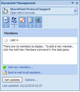 Collaborate with colleagues on a document 2. At the bottom of this pane, click Add new members. 3. Type userb; userc to add User B and User C as members of the site. 4.