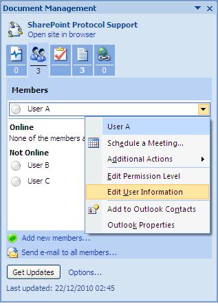 Collaborate with colleagues on a document If prompted, log in to Share as User A (usera, usera). Share opens. The User Profile page component displays your user details (User A).