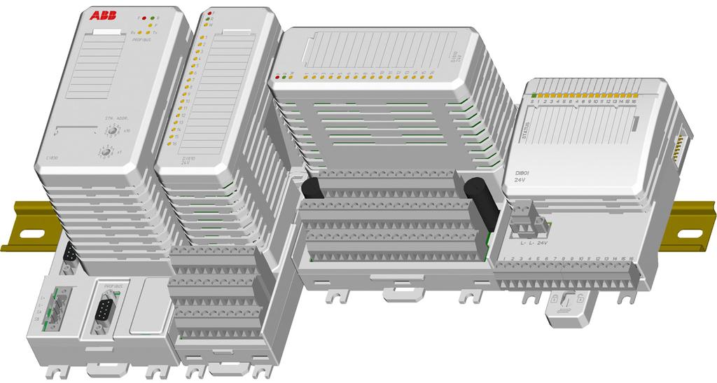 Section 1 Introduction The S800 I/O is distributed modular I/O which communicates with numerous controllers over a Advant Fieldbus 100 (AF100), PROFIBUS-DP or directly.