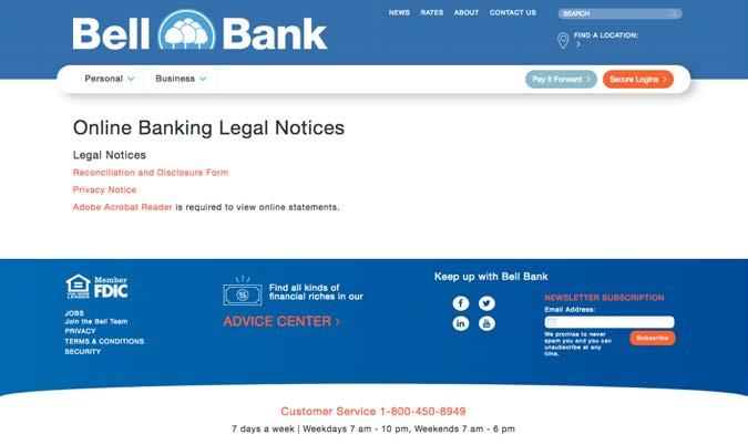 43 Additional Features Reconciliation & Disclosures This link takes you to the Legal Notices page on BellBanks.com.