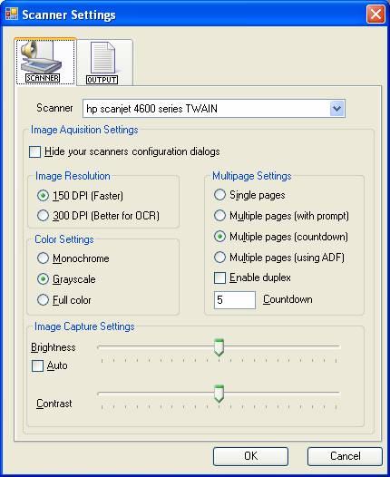 Temporary file/folder radio button Choose a location to save to radio button Figure 9-1 Scanner Settings window Output tab 2. Select the Temporary file/folder radio button. 3.