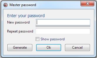 Enter a password for authenticating in the 'New password' box and then repeat it. Click 'Ok'. Click 'Generate' button to automatically generate a password.
