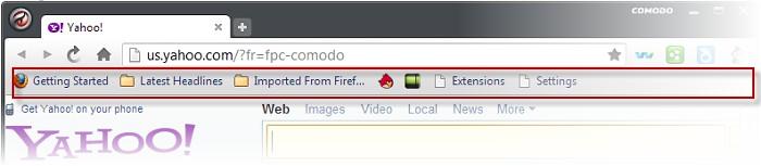 To dock the bookmark bar Click the Comodo Dragon icon located at the top-left corner. Select 'Settings' from the menu. In the 'Appearance' section, checkbox 'Always show the bookmarks bar'.