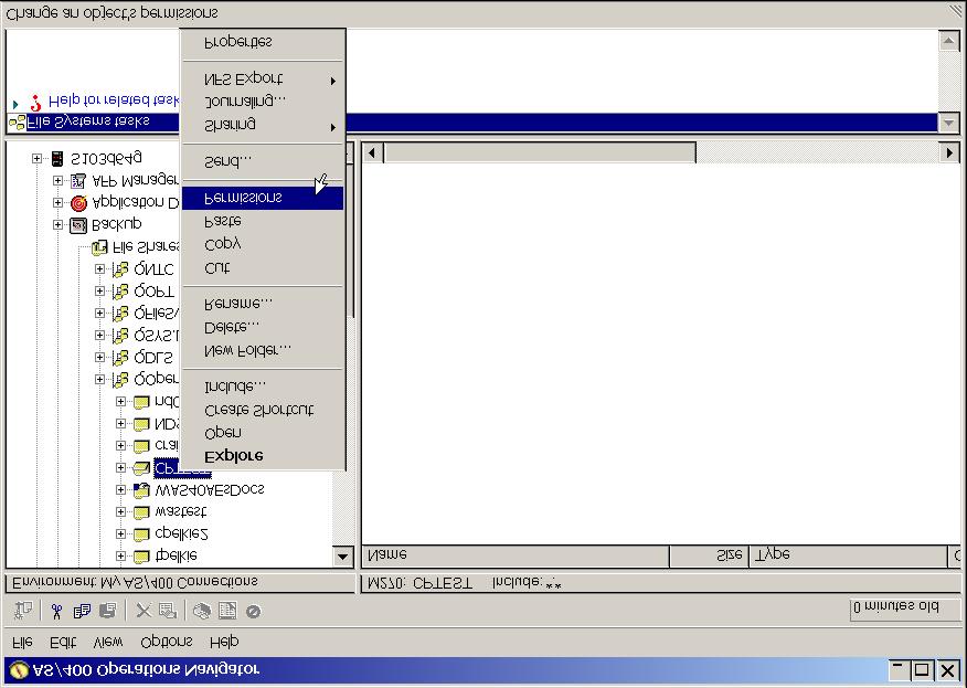 B0175 Figure 25: Right-click your folder name and select the Permissions option on the pop-up menu. Review the permissions on the Permissions dialog (Figure 26).