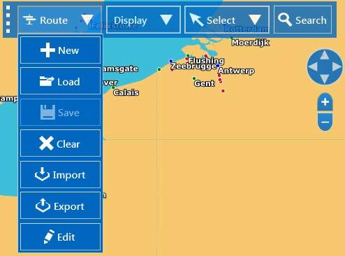 To plot a route, drop waypoint by left-clicking on the geographic display.