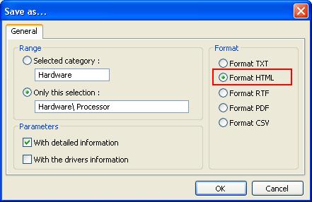 4. In the Save As dialog box, select Format HTML and click OK. Figure 4-6 5. Select the Save location, type the file name, and then click Save to save the Processor information as HTML file. 6.