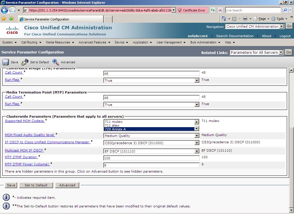 MoH Server Codec Screen Capture Part 2 SIP Configuration Guide