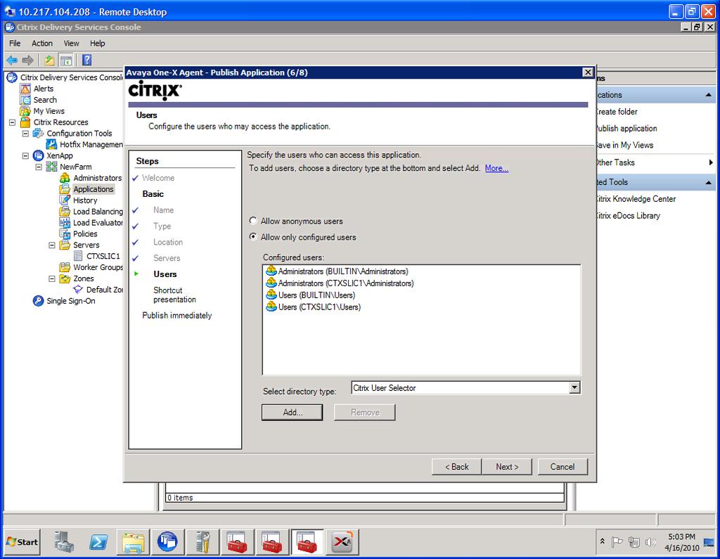 Citrix Delivery Controller: Configure
