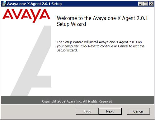 Avaya 1X Agent Install Install Avaya 1X