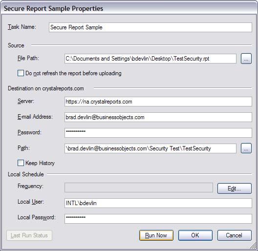 Publishing the Report to crystalreports.com Launch the Publish to crystalreports.com application from your crystalreports.