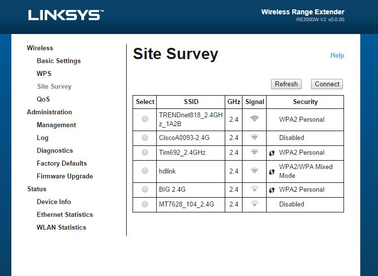 How to use Site Survey Site Survey gives a snapshot of all neighboring access points and wireless routers within range of the extender. To open the Site Survey page: 1.