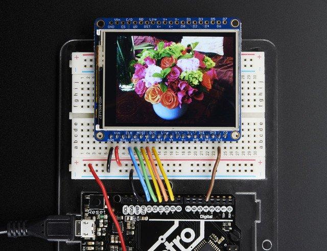 Overview Add some jazz & pizazz to your project with a color touchscreen LCD. This TFT display is 2.4" diagonal with a bright (4 white-led) backlight and it's colorful!