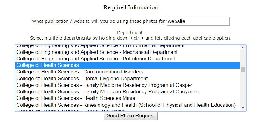 APPENDIX C USING THE UWYO PHOTO DATABASE UW's award-winning photo services department has a wide selection of photos available to all UW personnel for use on UW websites.