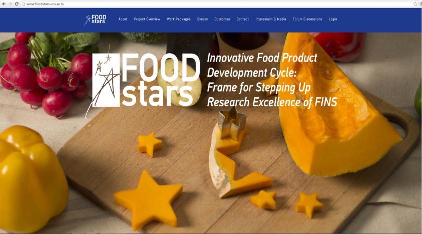 2 FOODstars web page 2.1 Domain name The selected project domain name is foodstars.uns.ac.rs. This domain name is subdomain of the main domain of the University of Novi Sad, uns.ac.rs. The website is accessible through the following URL: http://foodstars.