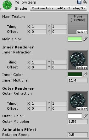 Shader 1: Gemstone Shader Simple This is the first shader and the most simple one. You have full control over the visual appearance of the gemstone.