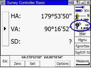 Once the Trimble Survey Controller software has obtained a successful GPS Search computation the user is informed GPS Search ready and the Target icon on the status bar changes to illustrate that GPS