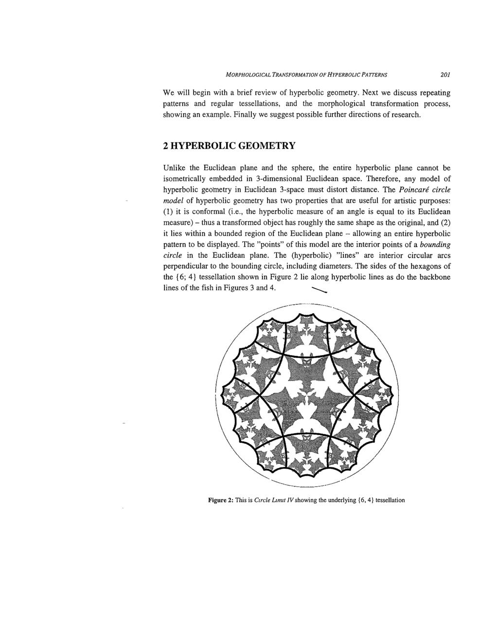 MORPHOLOGICAL TRANSFORMATION OF HYPERBOLIC PATTERNS 201 We will begin with a brief review of hyperbolic geometry.