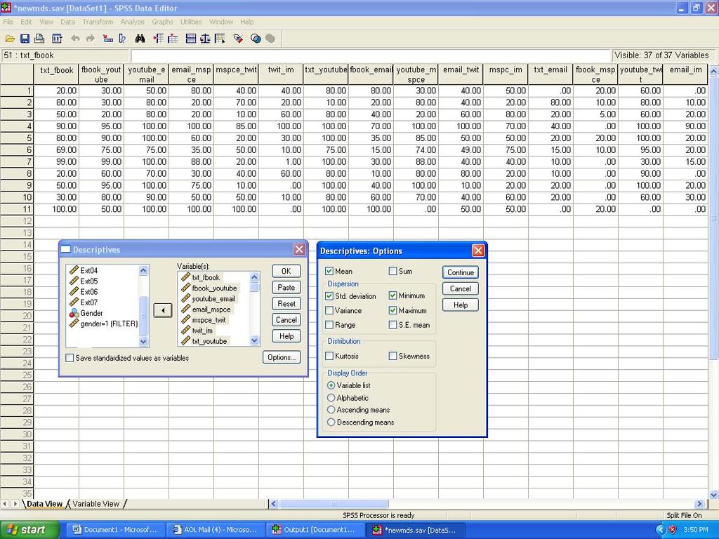4 Analyze Descriptive Statistics Descriptive Select all
